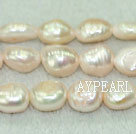 Freshwater pearl beads, dyed pink, 8-9mm baroque. Sold per 15-inch strand.