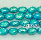 Baroque freshwater pearl beads,Turquoise Blue,8-9mm