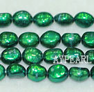 Baroque freshwater pearl beads,Blackish Green ,8-9mm
