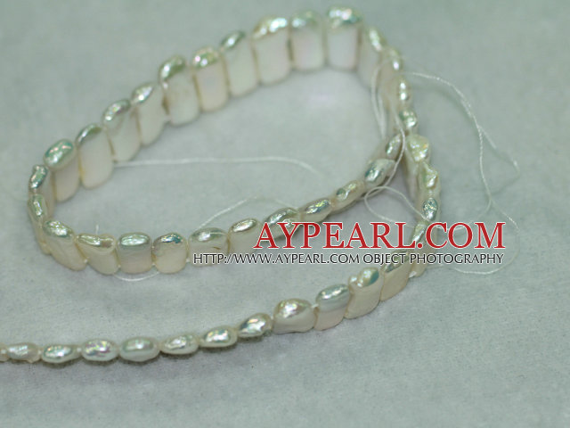 Freshwater pearl beads, white, 5*9*20mm band. Sold per 15.7-inch strand.