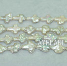 Freshwater pearl beads, golden, 5*12*16 mm cross. Sold per 15-inch strand.