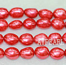 Baroque freshwater pearl beads,Red,8-9mm