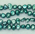 Freshwater pearl beads, dyed blue, 5-6mm potato. Sold per 14-inch strand.