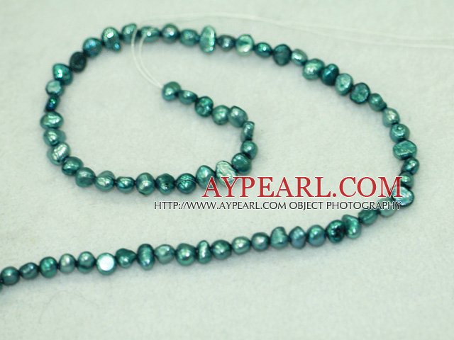 Freshwater pearl beads, dyed blue, 5-6mm potato. Sold per 14-inch strand.