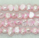 Freshwater pearl beads, dyed pink, 5-6mm potato. Sold per 14-inch strand.