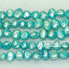 Freshwater Pearl Beads, dyed blue, 7-8mm potato. Sold per 14-inch Strand