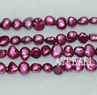 Potato shape freshwater pearl beads,Purple Red,5-6mm