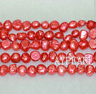 Potato shape freshwater pearl beads,Red,5-6mm