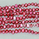 Potato shape freshwater pearl beads,Wine Red,5-6mm