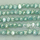 Freshwater pearl beads, dyed blue, 5-6mm potato. Sold per 14-inch strand.