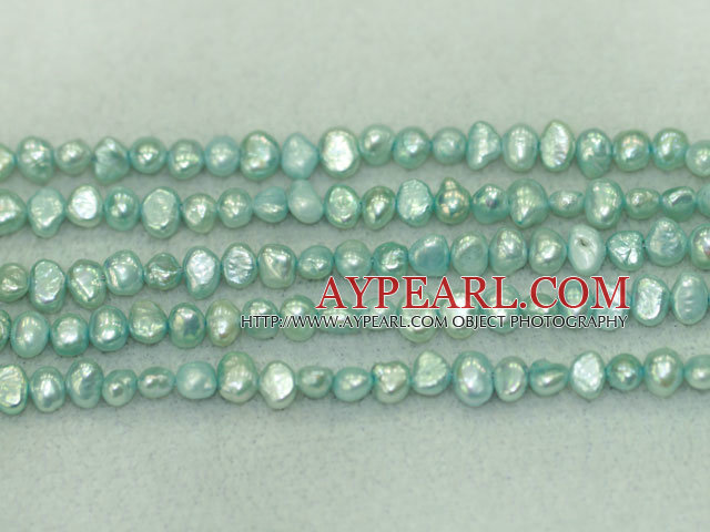 Freshwater pearl beads, dyed blue, 5-6mm potato. Sold per 14-inch strand.