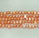 Potato shape freshwater pearl beads,Orange,5-6mm