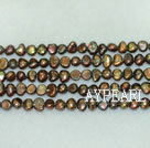 Potato shape freshwater pearl beads,Coffee,5-6mm