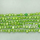 Freshwater pearl beads, dyed green, 5-6mm potato. Sold per 14-inch strand.