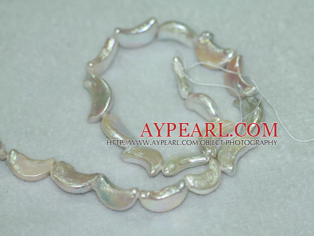 Freshwater pearl beads, white color, 5*10*19mm moon. Sold per 15-inch stran.