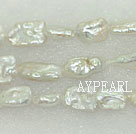 Biwa freshwater pearl side-drilled beads,White,6*14*18mm