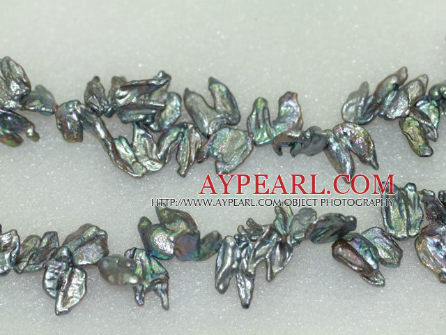 Biwa tooth shape freshwater pearl  beads, 5*14*20mm top-drilled keshi. Sold per 15-inch strand.