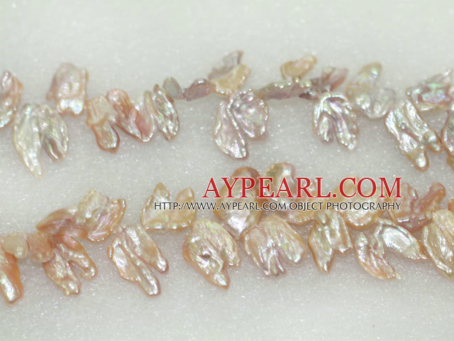 Biwa freshwater pearl  beads, 5*14*20mm top drilled keshi. Sold per 15-inch strand.