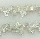 Biwa tooth shape freshwater pearl top drilled beads,White,5*14*20mm