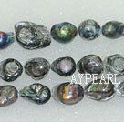 freshwater pearl beads, black, 10*16*18mm keshi. Sold per 15-inch strand.