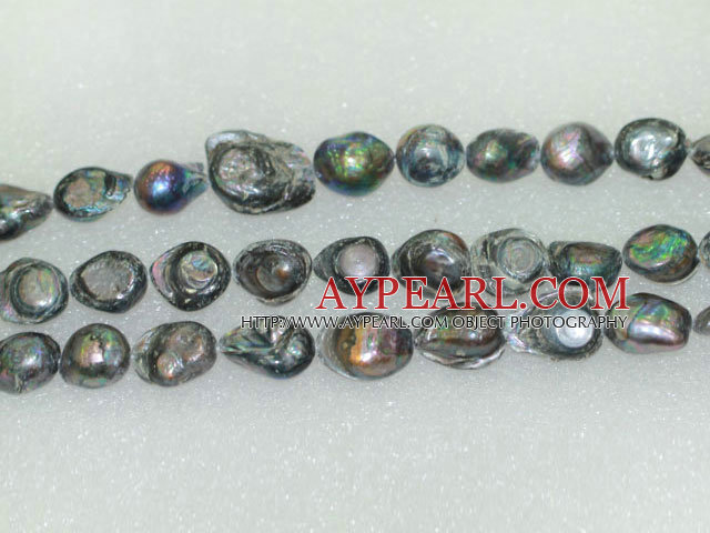 freshwater pearl beads, black, 10*16*18mm keshi. Sold per 15-inch strand.