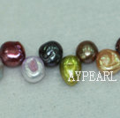 Freashwater pearl beads, multi-color,  5*7*9mm top-drilled keshi. Sold per 15.4-inch strand.