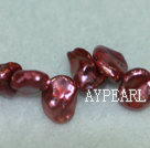 Reborn freshwater pearl top-drilled small beads,Wine Red,5*7*9mm