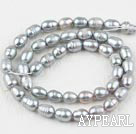 Rice Shape Freshwater Pearl Beads (Dyed), Gray, 6-7mm, Sold per 14.6-Inch Strand,6-7mm