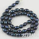 Discount Rice Shape Freshwater Pearl Beads (Dyed), Black, 6-7mm, Sold per 14.6-Inch Strand