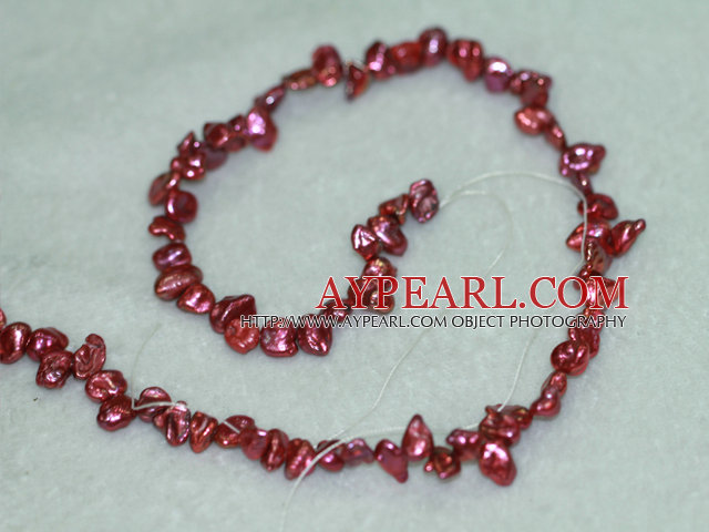 Freashwater pearl beads, 红色,  5*7*9mm top-drilled keshi. Sold per 15.4-inch strand.