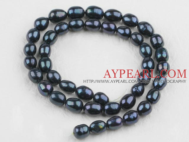 Rice Shape Freshwater Pearl Beads,Natural Black, 7-8mm, Sold per 14.6-Inch Strand