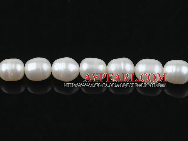 Rice Shape Freshwater Pearl Beads, Natural White, 9-10mm, Sold per 14.8-Inch Strand