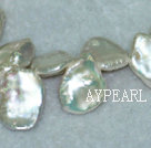 Freshwater pearl beads, white, 6*11*13mm top-drilled keshi. Sold per 15-inch strand.