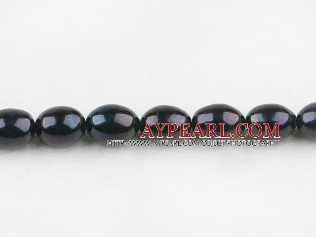 Rice Shape Freshwater Pearl Beads, Natural Black, 9-10mm, Sold per 14.8-Inch Strand