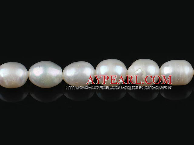 Rice Shape Freshwater Pearl Beads, Natural White, 10-11mm, Sold per 15.4-Inch Strand