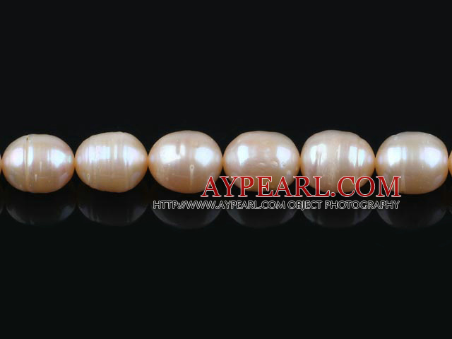 Rice Shape Freshwater Pearl Beads with Veins, Natural Pink, 10-11mm, Sold per 15.4-Inch Strand