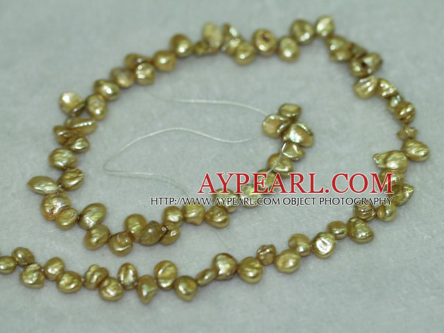 Freashwater pearl beads, golden,  5*7*9mm top-drilled keshi. Sold per 15.4-inch strand.
