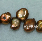Reborn freshwater pearl top-drilled small beads,Bronze Coloured ,5*7*9mm