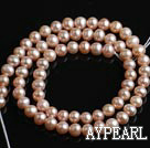 Freshwater Pearl Beads, Natural Orange Pink, 5-6mm Round, Sold per 14.6-Inch Strand,5-6mm
