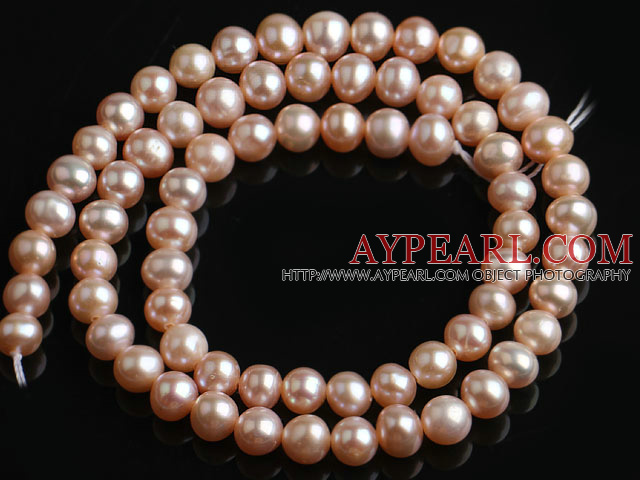 Freshwater Pearl Beads, Natural Orange Pink, 5-6mm Round, Sold per 14.6-Inch Strand