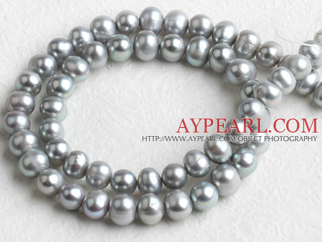 Freshwater Pearl Beads, gray, 7-8mm potato. Sold per 14.8-Inch Strand