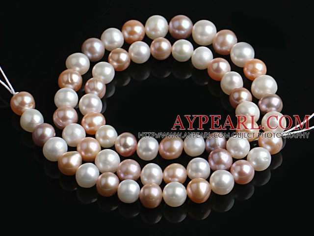 Freshwater Pearl Beads, Natural White Pink Purpur Color, 7-8mm, Sold per 15.7-Inch Strand