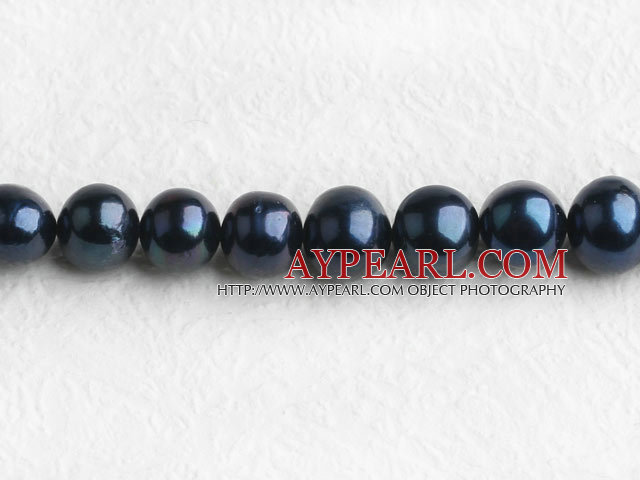 Freshwater Pearl Beads, Natural Black, 8-9mm Nearly Round, Sold per 15.4-Inch Strand