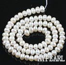 Pearl Beads, White, 4.5-5.5mm natural abacus shape, Sold per 15-inch strand