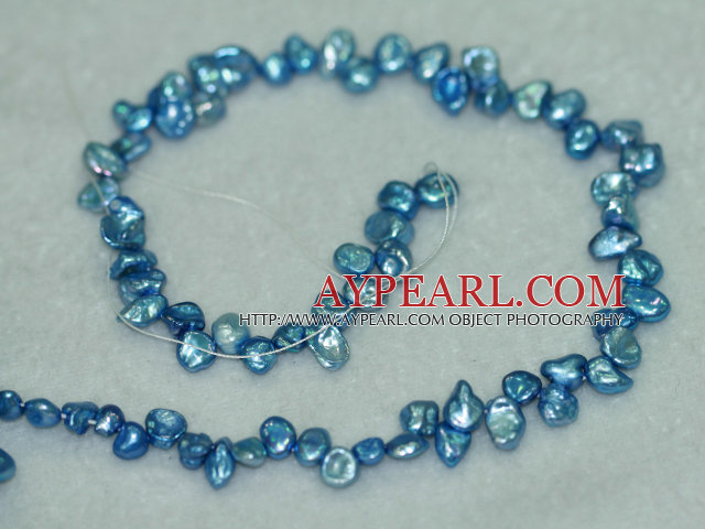 Freashwater pearl beads, blue,  5*7*9mm top-drilled keshi. Sold per 15.4-inch strand.