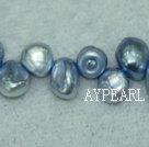 Freashwater pearl beads, light blue, 5*7*9mm top-drilled keshi. Sold per 15.4-inch strand.