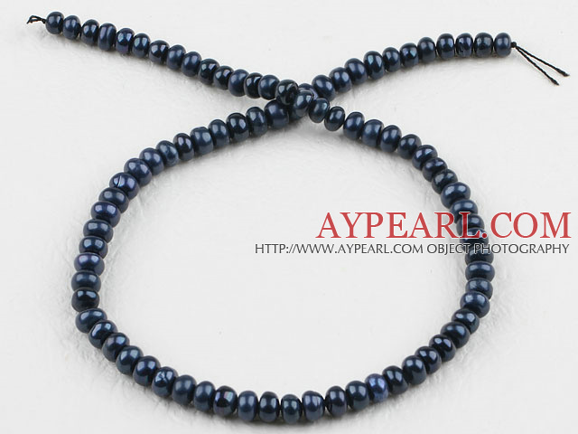 Pearl Beads, Black, 6-7mm natural abacus shape, Sold per 15-inch strand