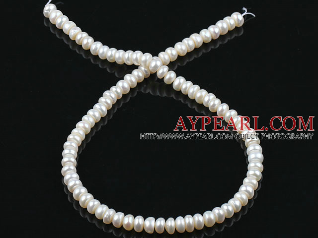 Pearl Beads, White, 7-8mm natural abacus shape, Sold per 15-inch strand