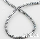 Pearl Beads, Grey, 7-8mm natural abacus shape, Sold per 15-inch strand