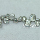 Freashwater pearl beads, grey,  5*7*9mm top-drilled keshi. Sold per 15.4-inch strand.